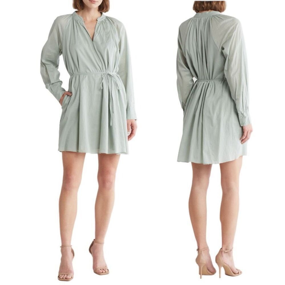 NWT Rebecca Taylor long sleeve cotton shift dress. Color: mint. Size XS
